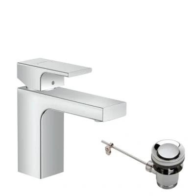 Image de hansgrohe Vernis Shape Mitigeur de lavabo 100 avec tirette et vidage métallique, chromé, 71568000