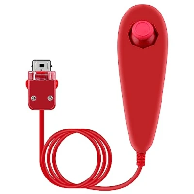Image de OSTENT Manette Nunchuck Filaire Basée sur le Mouvement pour Nintendo Wii Console Jeu Vidéo Couleur Rouge