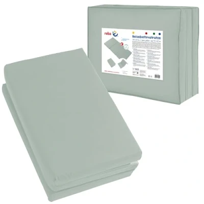 Image de roba Matelas de Voyage &#039;roba Style&#039; 60 x 120 cm pour Bébés et Enfants Pliable Lit Bébé avec Sac Transport Vert Givré