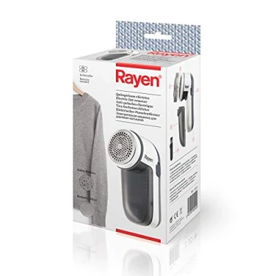 Image de Rayen Rasoir électrique anti peluches Piles incluses Avec couvercle protecteur en acrylonitrile butadiène styrène, Blanc/Gris Multifonctionnel Dimensions : 13 x 6,8 5,8 cm