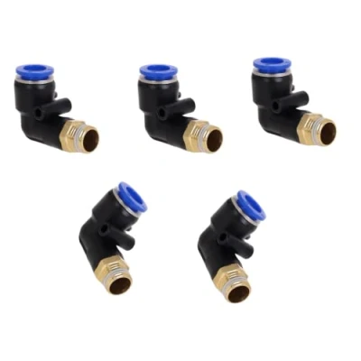 Image de Lot de 5 raccords pneumatiques coudés 90 1/8&quot; sur 6 mm Raccord Push In Qualité industrielle