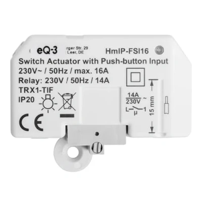Image de Homematic IP, Maison Connectée, Actionneur de commutation avec entrée bouton poussoir encastré, 154346A0