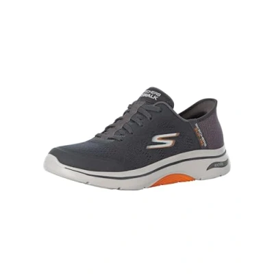 Image de Skechers Homme Go Walk Arch Fit 2.0 Simplicity 2 Basket, Textile synthétique Anthracite et Orange, 40 EU