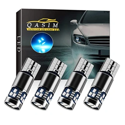 Image de Qasim 4x T10 LED Ampoules W5W Canbus Sans Erreur Wedge 501 168 194 Glace Bleue 18 SMD pour Voiture Lumière de Dôme Intérieur Liseuse Feu arrière DC9 28V Hétéropolarité cconstante