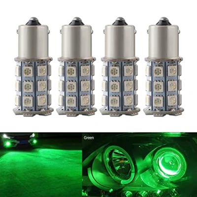 Image de Qasim 4x LED Extérieures Ampoules 1156 BA15S pour Avant et Arrière Clignotant Feux de Jour Lumière Stationnement 5050 27SMD 12V Vert
