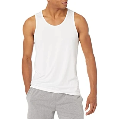 Image de Amazon Essentials Débardeur Sportif sans Manches en Textile Technique Extensible Homme, Blanc, XXL