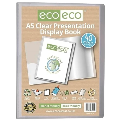 Image de eco Eco128 Porte vues transparent avec 40 pochettes en plastique Format A5 50% recyclé