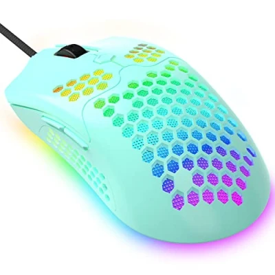 Image de KUIYN 383 Pro M5 Souris de Jeu Filaire ultralégère, Coque légère en nid d&#039;abeille, Pixart PAW3325, 6 DPI réglables 12000, 26 rétroéclairées à Respiration RVB, 65 g, Optique USB modèle O