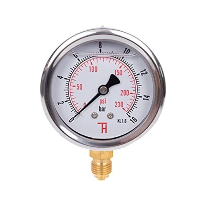 Image de THERMIS Manomètre 304G 1/4 Raccord de bas 63 mm (0 16 bar) résistant aux chocs