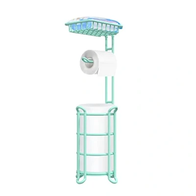Image de Toilet Paper Roll Holder Stand Nautical Bathroom Tissue Dispenser with Shelf for Larger Rolls Mint, 6.5 * 24&quot;