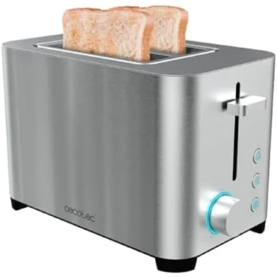 Image de Cecotec Grille pain YummyToast Avec une longue fente, surfaces en acier inoxydable, 5 niveaux de puissance, 2 fonctions préconfigurées, tiroir ramasse miettes (850 W)