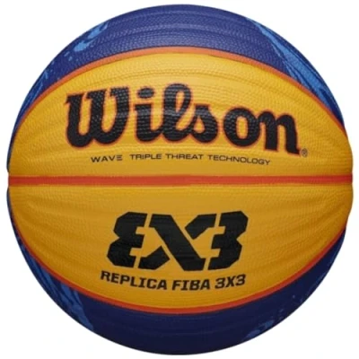 Image de Wilson Ballon de Basket BALL FIBA 3X3 REPLICA 2020 WT, Taille : 6, Caoutchouc, Pour Intérieur et Extérieur, Jaune/Bleu, WTB1033XB2020