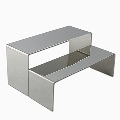 Image de Lot de 2 présentoirs à chaussures en acier inoxydable avec surface miroir argentée