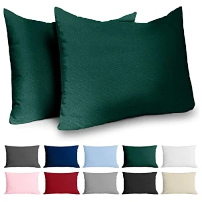 Image de Dreamzie Taie Oreiller 50x70 Coton Renforcé (Set de 2) Vert Tissage serré 57 Fils/cm² 50 x 70 cm Certifié Oeko Tex