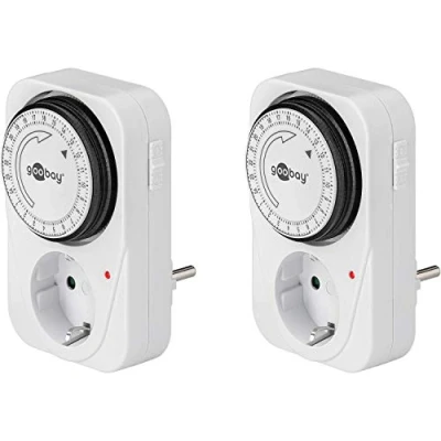 Image de goobay 55538 Minuterie analogique pour l&#039;intérieur / prises de courant cycle 15 minutes réglable LED contrôle fonctionnement continu possible set 2 pièces