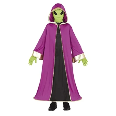 Image de FIESTAS GUIRCA Déguisement Extraterrestre Robe Violette Avec Capuche Et Masque Vert Pour Enfants 5 6 Ans