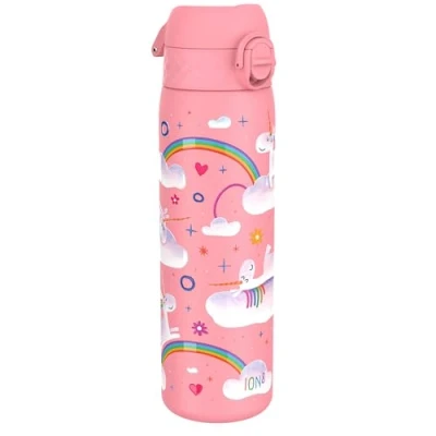 Image de Ion8 Gourde Isotherme Inox, 500ml, Anti Fuite, Facile à Ouvrir, Verrouillage Sécurisé, Lavable au Lave Vaisselle, Poignée de Transport, Nettoyer, Acier Inoxydable, Motif Licornes