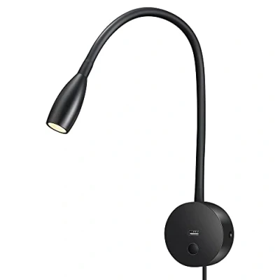 Image de Lampe de lecture à interrupteur tactile,applique murale LED intensité variable avec port USB,lampe chevet fonction mémoire,col cygne flexible 360,lampe 3000K (noir)