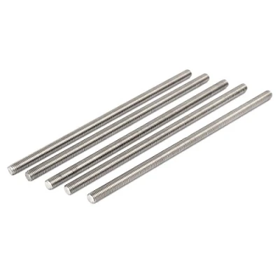 Image de sourcing map M8 x 200mm 304 en acier inoxydable Attaches de tiges entièrement filetées Ton Argent 5 Pcs