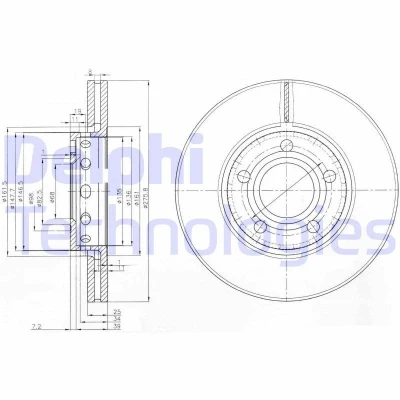 Image de DELPHI BG2518 Disque de frein 276 25 5 ventilé huilé non traité sans roulement roue, bague ABS AUDI: Quattro, 200 C3 Berline, 100 Berline