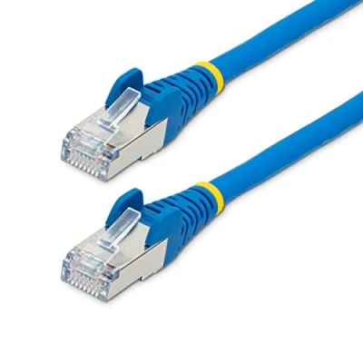 Image de StarTech.com Câble Ethernet CAT6a 5m Low Smoke Zero Halogen (LSZH) 10 Gigabit 500MHz 100W PoE RJ45 S/FTP Cordon de Raccordement Réseau Snagless Bleu avec Décharge Tension Neuf