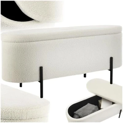 Image de TecTake® Banc de Rangement Bout lit Coffre Bouclette Entree Pouf Chambre Dressing Adulte Repose Pied Tabouret Coiffeuse Meuble Salon Maison Cosy a Jouet Enfant