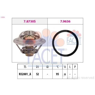 Image de FACET 7.8730 Thermostat d&#039;eau 95 52 Made in Italy OE Equivalent avec joint d&#039;étanchéite RENAULT: CLIO 3, MEGANE SCENIC 3