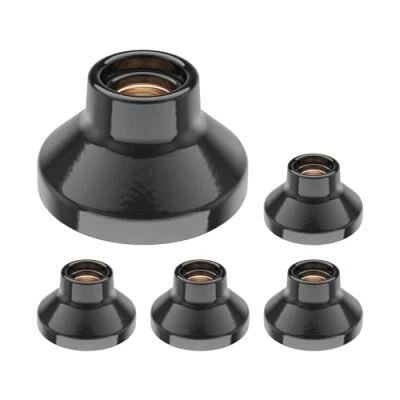 Image de ledscom.de 5 pièces plafonnier/douille de lampe ELEKTRA, porcelaine, noir brillant, 1x E27 max. 300W
