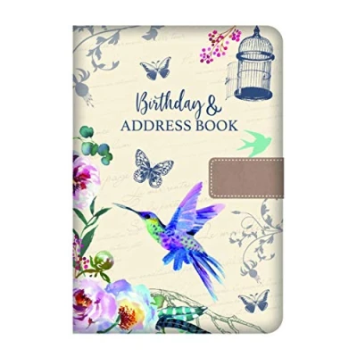 Image de Carnet d’adresses téléphonique/répertoire A Z, avec superbe couverture rigide en tissu de style vintage et fermeture magnétique, format A5 (148 x 210 mm Approx.) Oiseau