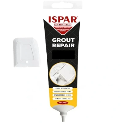Image de ISPAR Mortier de jointoiement noir 250 g Enduit prêt à l&#039;emploi pour carrelage avec spatule Réparation des joints dans la salle bain et cuisine Inodore facile utiliser