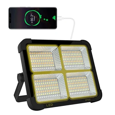 Image de iodoo CosyEasy Projecteur LED Rechargeable 100W 10000LM, Lumière de Travail Lanterne Portable avec Panneau Solaire, 16500mAh USB Lampe Rechargeable, pour Camping, Chantier, Garage, Atelier