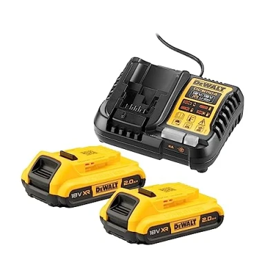 Image de DeWalt Pack 2 batteries XR 18V 2Ah Li Ion + chargeur DCB1104D2 QW