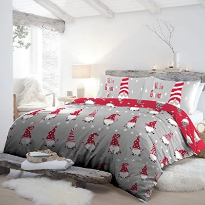 Image de Fusion Christmas GFCSV21PZU Parure de lit 3 pièces pour Double 100% Coton brossé Argenté