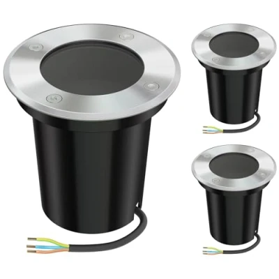 Image de ledscom.de 3 pièces luminaire encastré de sol BOLI pour l&#039;extérieur, IP67, inox, rond, 108mm Ø, 1x GU10 max. 15W