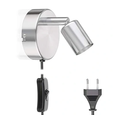 Image de ledscom.de lampe de lecture/applique LUNARA, interrupteur, fiche, inox mat, 1x GU10 max. 25W, Gu10, applique, lampe, mur, Led, intérieur, câble, lecture, prise