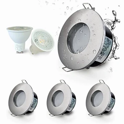 Image de Sweier Jeu de 4 Spots Encastrés LED IP65 étanches, Spot Encastrable au Plafond GU10 5W 6000K Blanc Froid, Pour salles bains et cuisines Encastré 68mm découpe