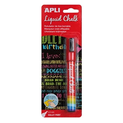 Image de Apli 13957 Marqueur craie liquide effaçable rouge pointe ronde 5,5 mm