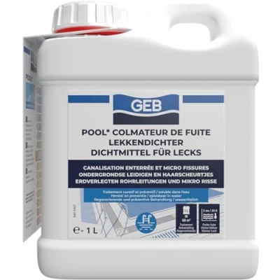 Image de GEB 3283981272940 Pool Colmateur Liquide colmatant pour la réparation de fuites dans Piscine canalisations enterrées et Bassin, Incolore, 1 Litre