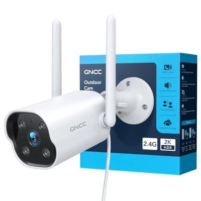 Image de GNCC Camera Surveillance WiFi 2K Caméra Extérieur, Vision Nocturne, Étanche, Détection Mouvement, Alarme Sonore, Enregistrement 24/7, Audio Bidirectionnel, 2.4G, GT1Pro