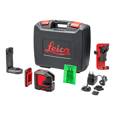 Image de Leica Lino L2G laser ligne en croix vert avec batterie Li ion, chargeur, adaptateur magnétique innovant et support mural, coffret (laser vert, portée : 35 m)
