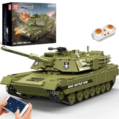 Image de Mould King Kit de blocs construction réservoir principal MIA2 20033, 1 168 pièces modèle véhicule militaire, kits modèles collection pour adultes, ensembles