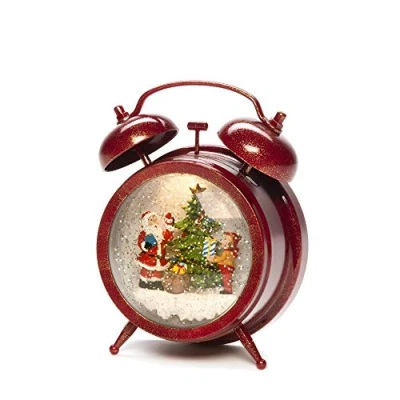 Image de Konstsmide Réveil Boule à Neige avec scène de Père Noël et Enfant, rempli d&#039;eau (IP20), 8 chansons en Option, Fonctionne 3 Piles AA 1,5 V (Exception), Lanterne 1 LED, Rouge