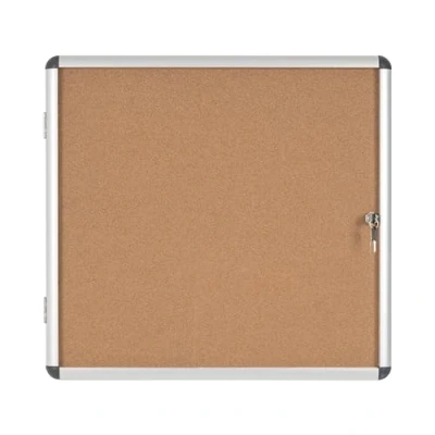 Image de Bi Office Vitrine d&#039;Affichage Interieur en Liège Enclore, Tableau Verrouillable, 720 x 674 mm, 6 A4