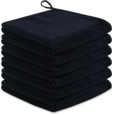 Image de Tissus démaquillants en microfibre, Serviette Visage Démaquillante Réutilisable Microfibre Décapant Lavable Débarbouillette douce 30cm x (30cmx30cm, Noirx6)