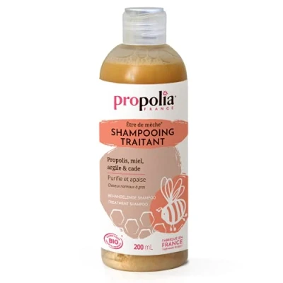 Image de PROPOLIA Bio Shampoing Traitant &amp; Purifiant Propolis, Miel, Argile Cade Purifie et Apaise Adapté pour les cuirs chevelus irrités Cheveux gras Fabriqué en France 200 ml