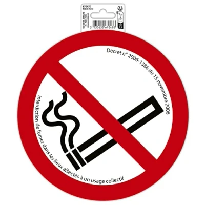 Image de Exacompta Réf. 67047E 1 pictogramme adhésif rond Défense de fumer avec décret En vinyle PVC traité anti dérapant et résistant aux UV Diamètre : 20 cm