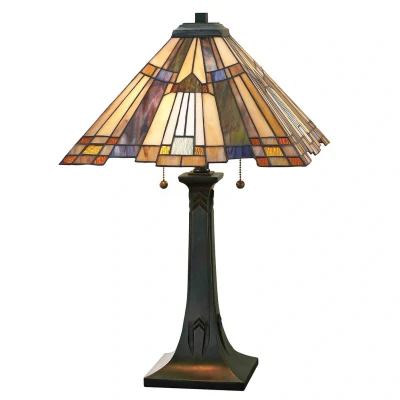 Image de Lampe Inglenook Bronze et Verre Tiffany 1 Ampoule 60W Style Classique