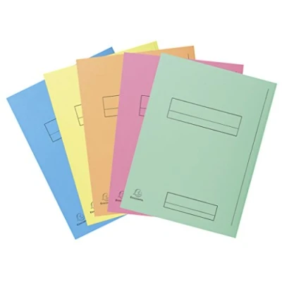 Image de Exacompta Réf. 339000E Paquet de 50 chemises rigides avec 1 rabat SUPER 210 g/m² couleurs pastel certifiées PEFC™ dimensions 24 x 32 cm pour format A4 5 assorties