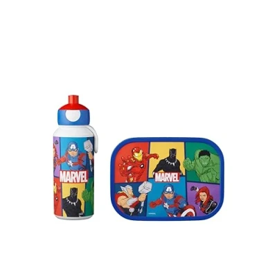 Image de Mepal Set Déjeuner Campus de pour Enfants avec Bouteille Boisson Pop up et Panier repas L&#039;école BPA free 400 ml + 750 Avengers
