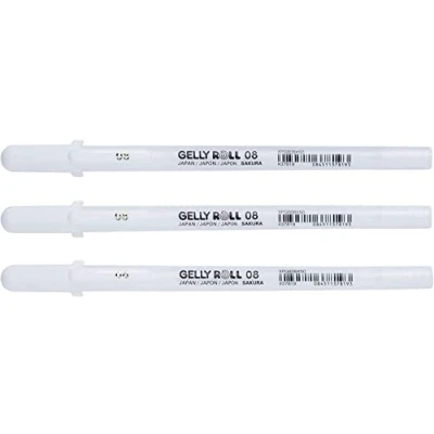 Image de Sakura Gelly Roll Lot de 3 stylos roller à pointe moyenne, blanc